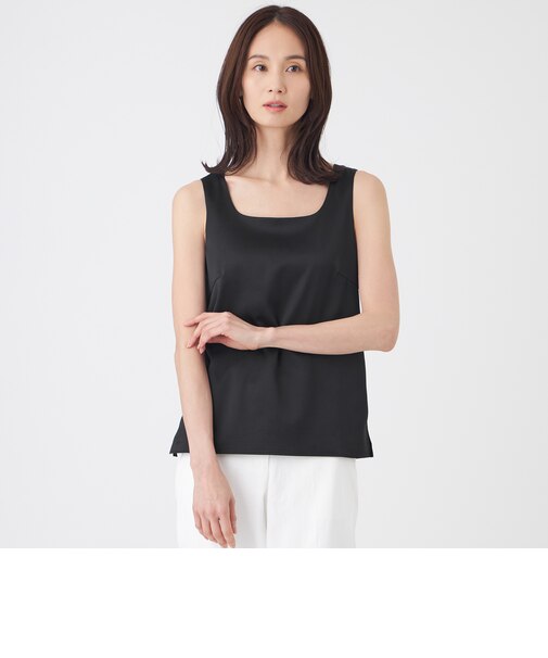 【ウォッシャブル】ストレッチサテン×スムースコンビカットソー