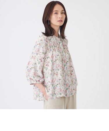【ウォッシャブル】ルーセントフラワーブラウス