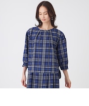 【ウォッシャブル】シアーチェックプリントブラウス