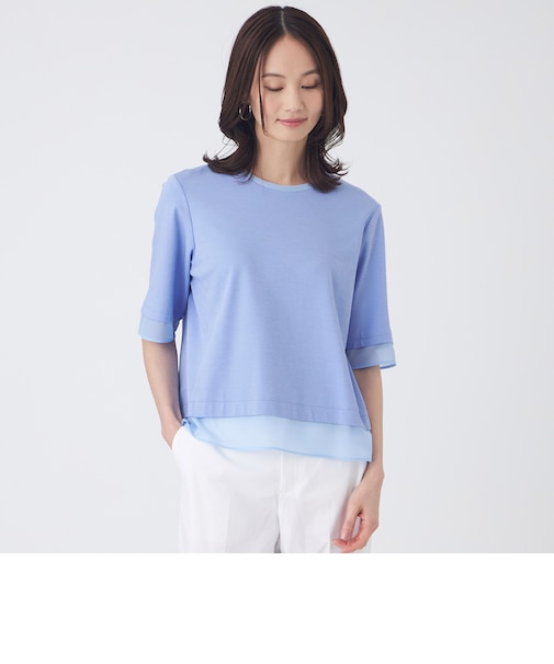 【ウォッシャブル】ジョーゼットジャージカットソー