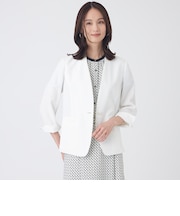 【UV対策・着用しわ軽減・・ウォッシャブル】エアリーコードレーンノーカラージャケット