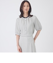 【ウォッシャブル】ツイストラティスプリントブラウス