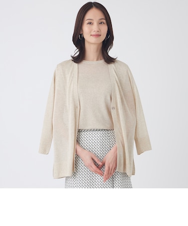 【ウォッシャブル】シャイニーシアーニットカーディガン