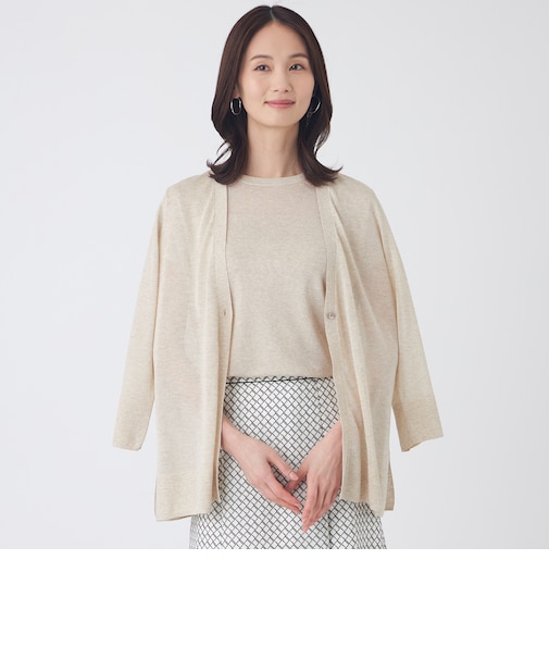 【ウォッシャブル】シャイニーシアーニットカーディガン