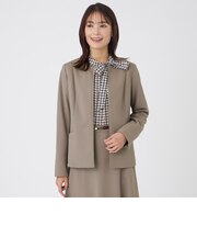 【美シリーズ】【ウォッシャブル】テクニカルツイルジャージノーカラージャケット