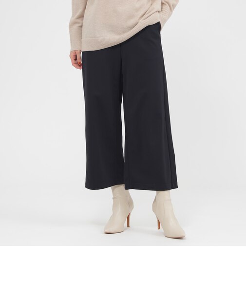 【ウォッシャブル】裏起毛ハイテンションワイドクロップドパンツ