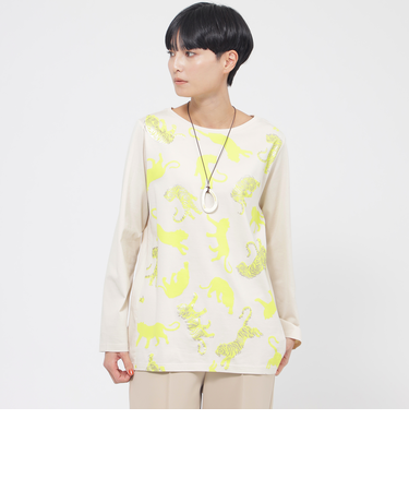 【ウォッシャブル】ローリングタイガープリントプルオーバーカットソー