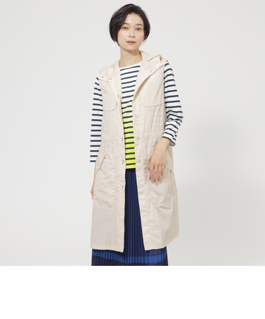 【花粉対策】【UV対策】【ウォッシャブル】メモリータフタフーデットジレ