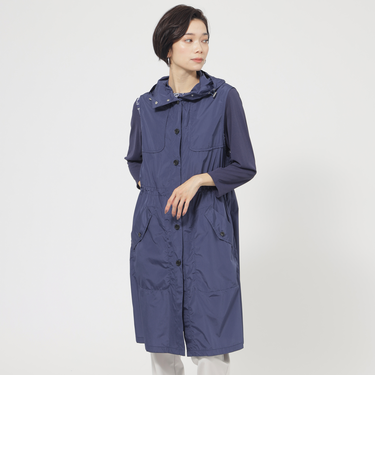 【花粉対策】【UV対策】【ウォッシャブル】メモリータフタフーデットジレ