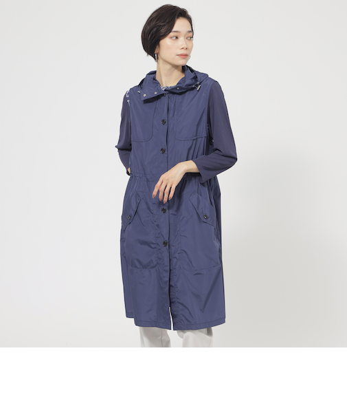 【花粉対策】【UV対策】【ウォッシャブル】メモリータフタフーデットジレ