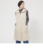 【UV対策】【ウォッシャブル】メモリータフタフーデットジレ