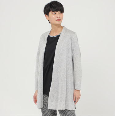 【接触冷感】【ウォッシャブル】ハイゲージ天竺ロングカーディガンカットソー