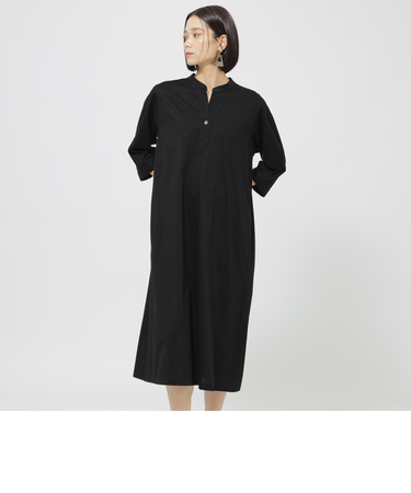 【接触冷感】【ウォッシャブル】プレーティング天竺バンドカラーワンピース