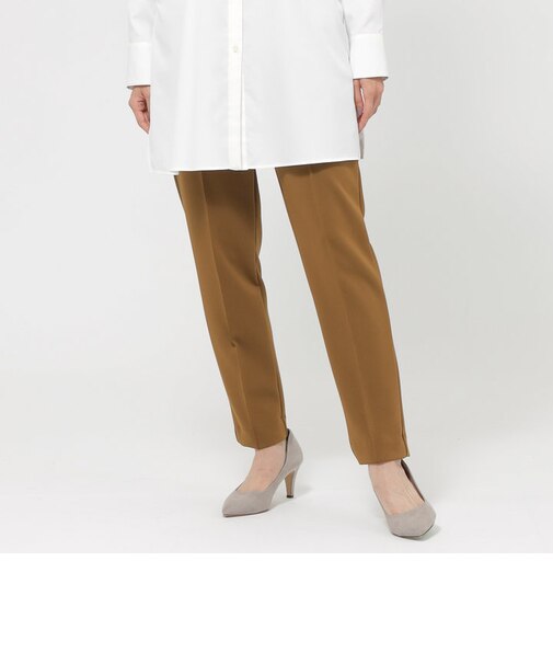 【ウォッシャブル】ダンボールニットピンタックテーパードパンツ