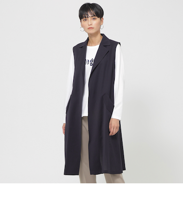 【接触冷感】【ウォッシャブル】ロングテーラードジレ