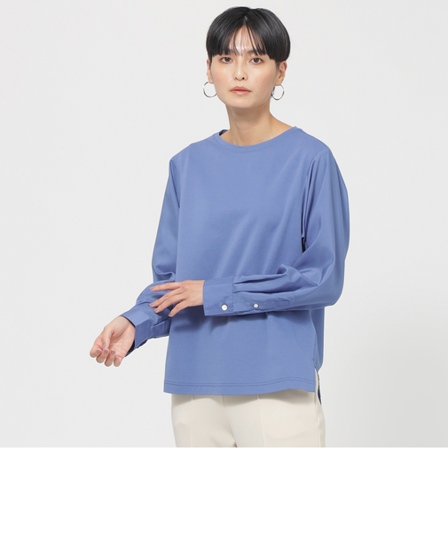 【接触冷感】【ウォッシャブル】モクロディシャツコンビプルオーバーカットソー