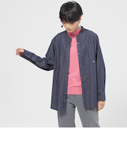 【STORY掲載】【カタログ掲載品】【ウォッシャブル】ライトデニムバンドカラーブラウス