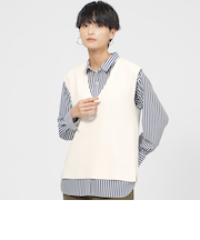 【STORY掲載】【カタログ掲載品】【ウォッシャブル】ハイゲージカラーVネックニットベスト