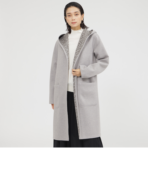 *STORY掲載*【カタログ掲載品】【ウォッシャブル】【リバーシブル】レオパードダンボールフーデットコーディガン