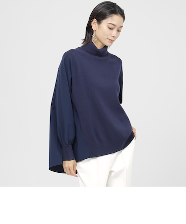 【1枚で着映える!】【カタログ掲載品】【ウォッシャブル】ブラウスコンビプルオーバーニット