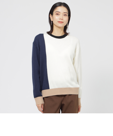 【カタログ掲載品】【ウォッシャブル】ブロッキングウールプルオーバーショートニット