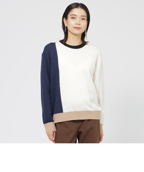 【カタログ掲載品】【ウォッシャブル】ブロッキングウールプルオーバーショートニット