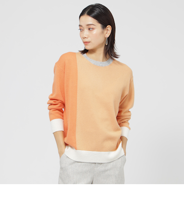 【カタログ掲載品】【ウォッシャブル】ブロッキングウールプルオーバーショートニット