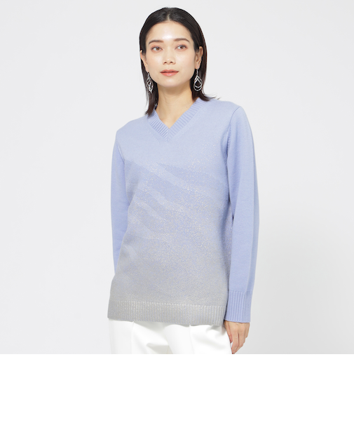 【コートインでも映える】メタリックプリントゼブラプルオーバーニット