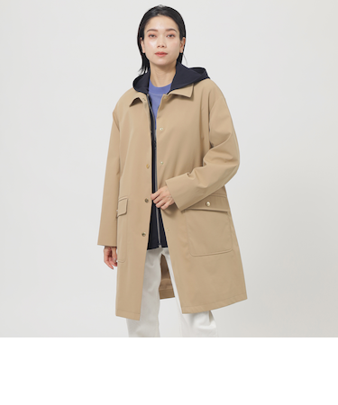 【はっ水】【保温性】【ウォッシャブル】ストレッチツイルステンカラーコート