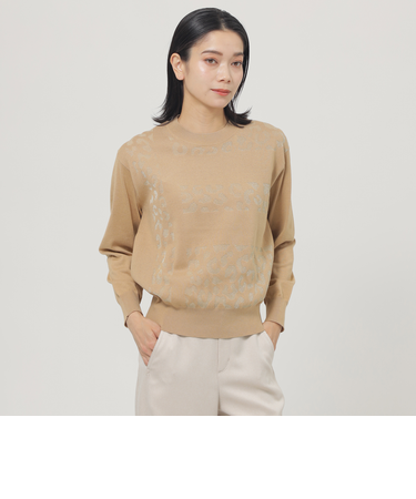 【ウォッシャブル】イニシャルパンサージャカードニット