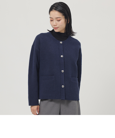 【シーズンレスに活躍!】【ウォッシャブル】テックスブリッドニットカーディガン