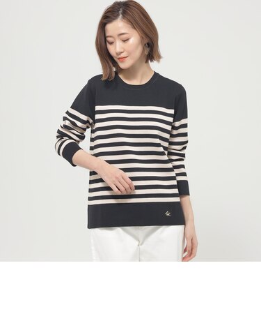 【ウォッシャブル】ミラノリブボーダーニット