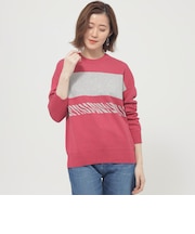 【ウォッシャブル】ゼブラボーダープルオーバーニット