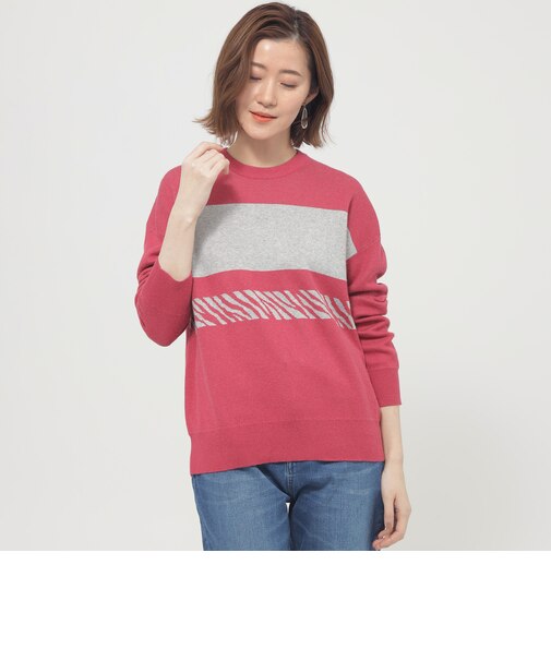 【ウォッシャブル】ゼブラボーダープルオーバーニット