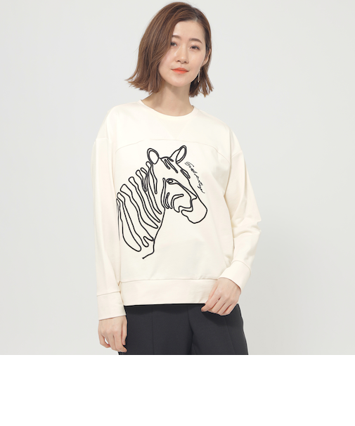 【ウォッシャブル】ゼブラコードエンブロイダリースウェット