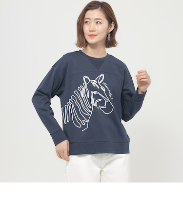 【ウォッシャブル】ゼブラコードエンブロイダリースウェット