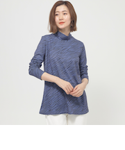 【ウォッシャブル】ゼブラプリントハイネックカットソー