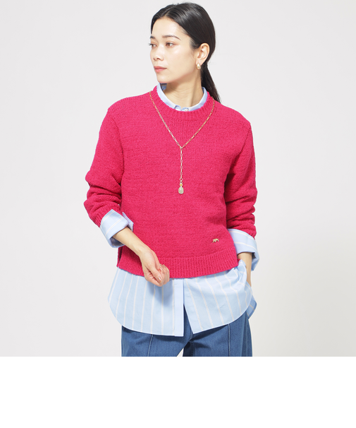 【ウォッシャブル】ファンシーテープヤーンニットプルオーバー