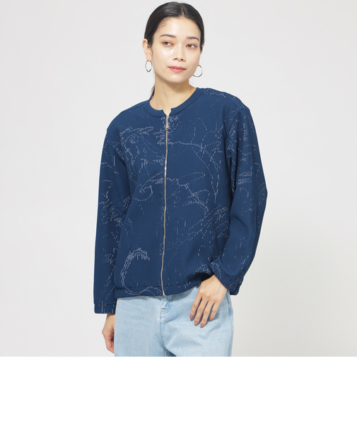 【ウォッシャブル】ドローイングタックニットブルゾン