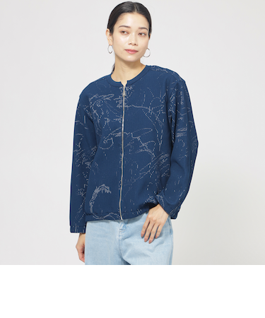 【ウォッシャブル】ドローイングタックニットブルゾン