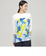 【ウォシャブル】フラワープリントコンビカットソー