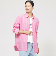 【ウォッシャブル】ラメストライプシャツ