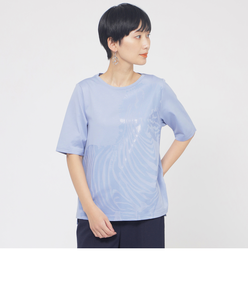 【ウォッシャブル】シャドーゼブラプリントカットソー