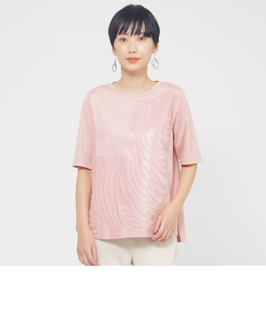 【ウォッシャブル】シャドーゼブラプリントカットソー