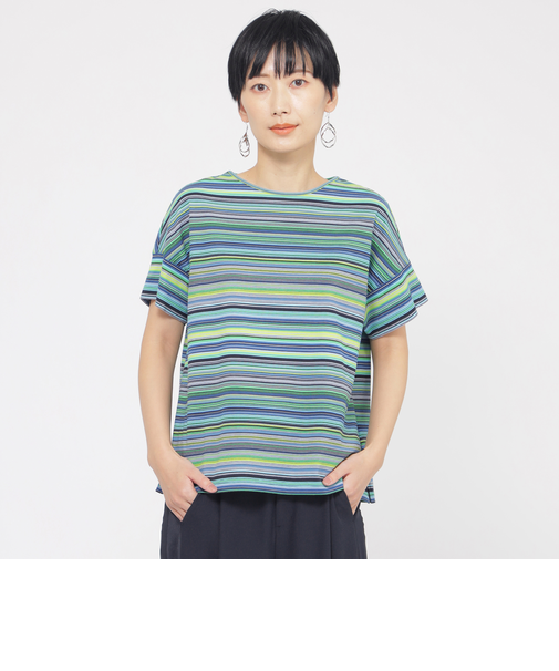 【ウォッシャブル】マルチボーダーカットソー