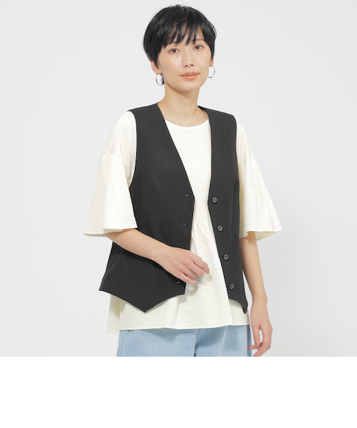 【カタログ掲載品】【ウォッシャブル】コットン麻ブレンドストレッチジレ
