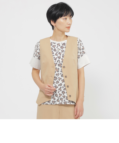 カタログ掲載品】【ウォッシャブル】コットン麻ブレンドストレッチジレ