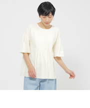 【カタログ掲載品】【1枚で決まる】【ウォッシャブル】サッカーストレッチフレアブラウス