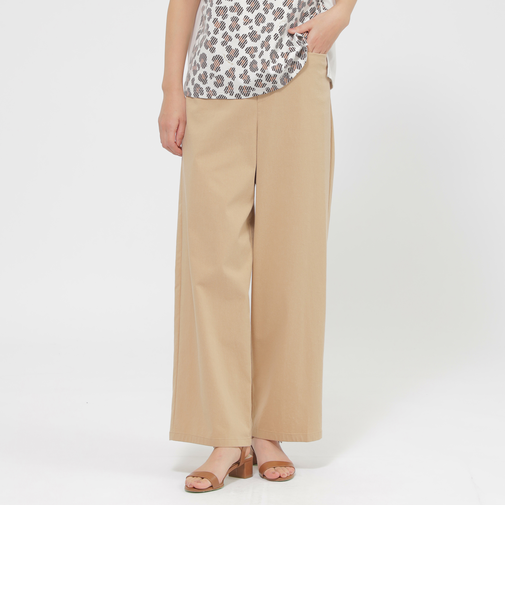 【カタログ掲載品】【ウォッシャブル】コットン麻ブレンドストレッチワイドストレートパンツ