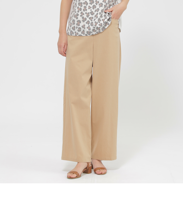 【カタログ掲載品】【ウォッシャブル】コットン麻ブレンドストレッチワイドストレートパンツ